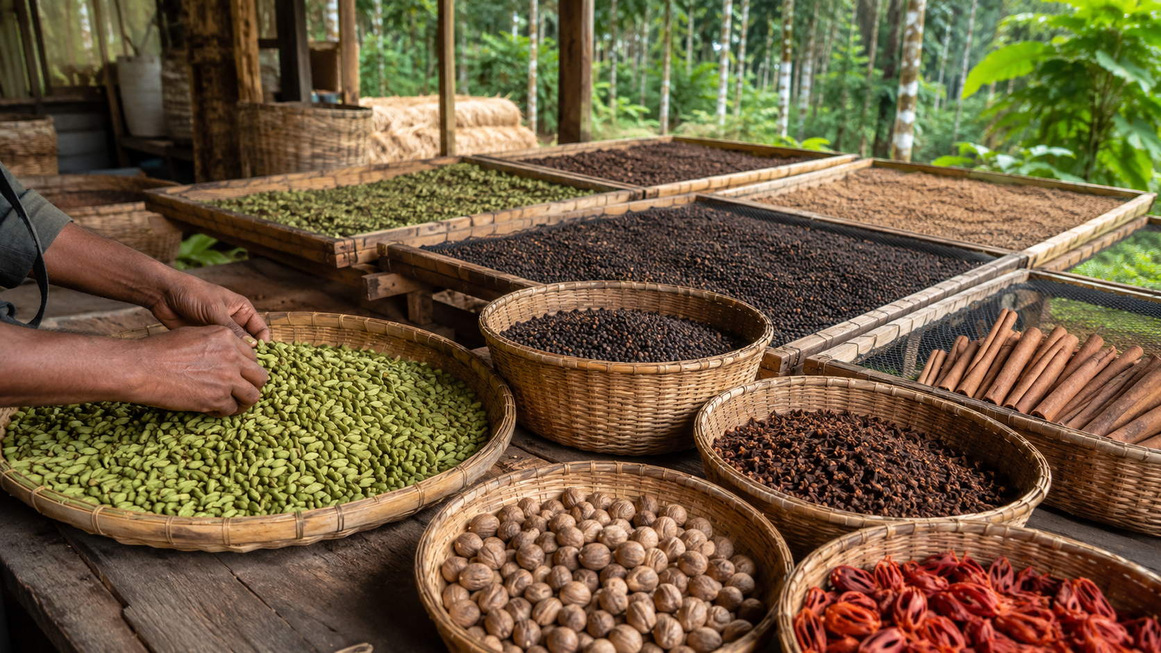 Harvesting and processing whole spices in Idukki