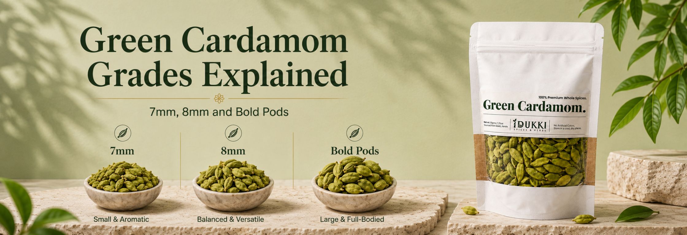 Green Cardamom Grades Explained: 7mm, 8mm and Bold Pods