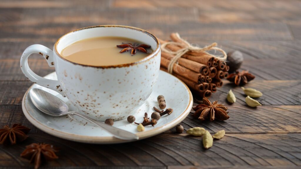 Masala Chai with Whole Spices: Cardamom, Pepper, Clove and Cinnamon