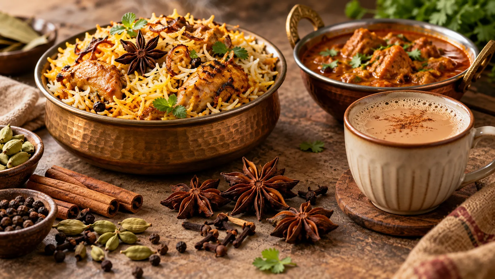 Star anise used in Indian cooking with biryani, curry and masala chai